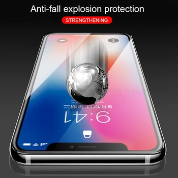 10D Rūdīta Stikla, uz iPhone 6 7 8 Plus Ekrāna Aizsargs Pilnībā Segtu Aizsardzības Stiklu iPhone 6 6s 7 XR XS Max X kino