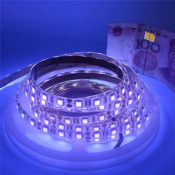 12V UV 395-405nm LED Sloksnes Elastīgās Melnā Gaisma 5050 Ultravioleto Ūdensizturīgs Lentes Indikators+Barošanas DJ Fluorescences Puse