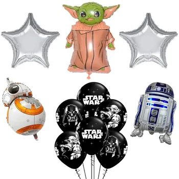 17 gabalu no Star Wars baloni, bērnu Yoda balonu pušķi apdare Star Wars bērnu dzimšanas dienas svinības piegādēm