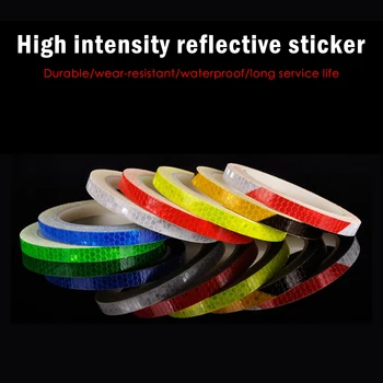 1cm*8m Bike Stickers Reflective Tape Fluorescent MTB Bike Bicycle Strips Cycling MTB Tape for Helmet Motorcycle Scooter Dropship