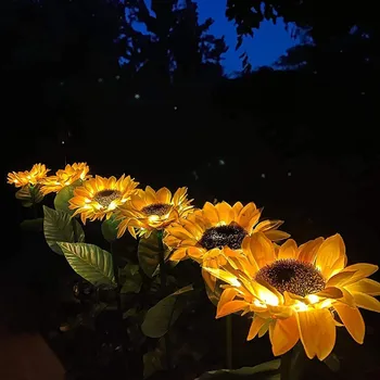 1GB/Set LED Sloar Saulespuķu Zālienu Lampas, Āra Ūdensizturīgs Ainavu Lampas Ziedi Gaismas, Pagalms, Dārzs, Zālienu Apgaismojums Dekori