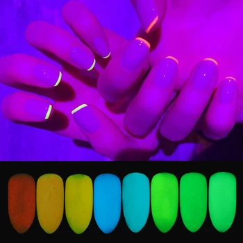 1or 12 Tīkli/Set Luminiscences Nagu Spīdums Pulveris Neona Fosfora Ultrafine Gaismas Pigmenta Nail Art Dust, kas Spīd Tumsā PAREDZ-1