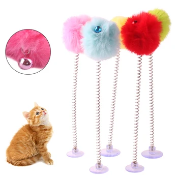 1pc Kaķēnu Rotaļu Bumbu Ar Sūcējs Kaķis Teaser Rotaļlietas Interaktīvas Plīša Kaķis Pavasara Zizli Bell Mājdzīvnieku preces, Mājdzīvnieku Piederumi Kaķis