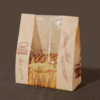 20 gab kraft papīra maisiņu ar logu Maizes Iepakojuma Donut Atpūtas Pārtika maize somas Grauzdiņš Soma Iespiesti Paketi Maizes