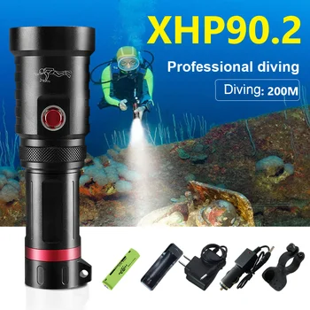200M XHP90.2 Profesionālās Niršanas Lukturīti Lāpu USB Lādējamu Zemūdens Lampas Ūdensizturīgs IPX8 Jaudīgs Led Lukturītis 18650