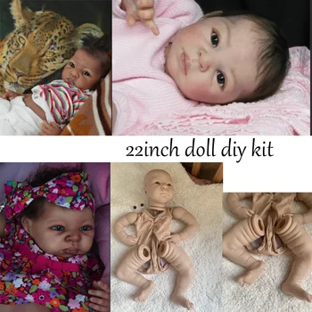 22 Collu Atdzimis Lelle Komplektā Soft Touch DIY Reāli Tukšu, Baby Lelle Komplekts Unpainted Nepabeigtu Nesamontēti Lelle Daļas Zilas Acis