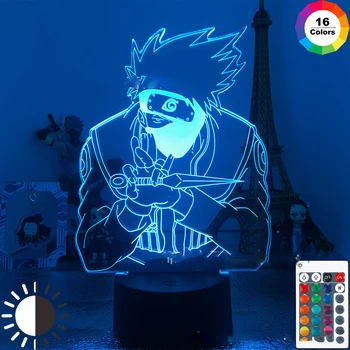 3D LED Nakts Gaisma Uzbrukumu Attēls Hatake Kakashi Nightlight Kids Guļamistaba Dekors Touch Reču Lampas Anime Bērnu Ziemsvētki Dāvanu