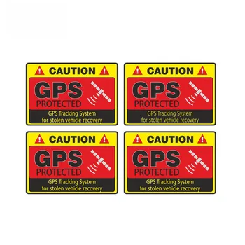 4 X Brīdinājuma Auto Uzlīme Uzmanību GPS Sekošanas Sistēma, kas Aizsargā Decal Ūdensizturīgs Sauļošanās Decal Motociklu Uzlīmes PVC,7cm*4cm
