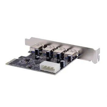 4Port PCI-E USB 3.0 HUB PCI Express Paplašināšanas Kartes Adapteris 5 gb / s Ātrumu, kas Top Uz Darbvirsmas Datoru Komponentes Jaunas