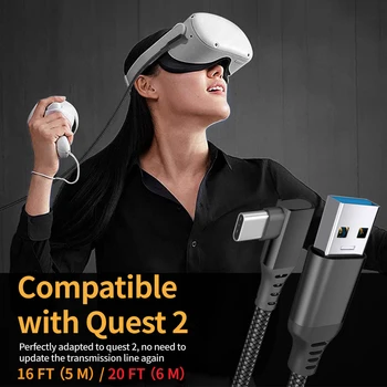 5M Uzlādes Kabelis VR Austiņas, USB 3.0 C Tipa 5Gbps Datu Pārneses Vads VR Datu Līnija Oculus Quest 2 Aksesuāri