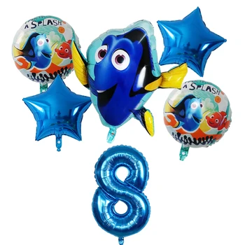 6pcs Nemo Tēma Folijas gaisa Balons Zemūdens Pasauli Gudrs Piepūšamās Klauns Zivis Jūras Dzīvnieku Baloni, Bērnu Dzimšanas dienas svinības Numuru Baloni
