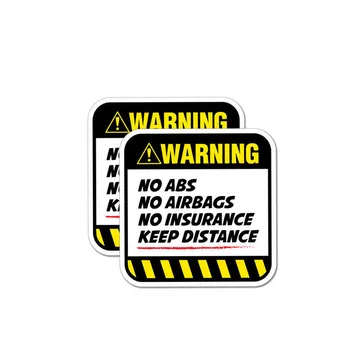 Aliauto 2 X Briesmas Auto Uzlīme Brīdinājums Nav Abs, gaisa Spilveni Apdrošināšanas Saglabāt Attālums Apdare Sauļošanās PVC Decal par Skoda, 8cm*8cm