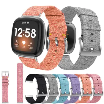 Audekls, Neilona Siksnas, Lai Fitbit Versa 3 Smart Watch Band correa Kokvilnas Aproci Watchband Par Fitbit sajūtu versa3 skatīties piederumi