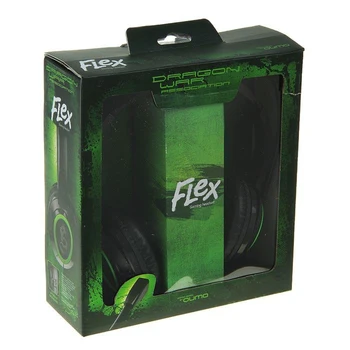 Austiņas Qumo Pūķis Kara Flex, spēļu, par austiņu, mikrofona, 3.5 mm, 2 m, melns-zaļš 2095418 Austiņas &