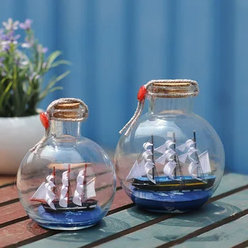 Buru Laivu Drift Pudeli Vidusjūras Stikla Pirātu Kuģi, Kas Vēlas Pudeli Jūras Mājas Rotājumi, Dāvanas, Amatniecības