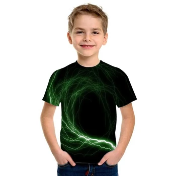 Bērniem Zēnu T-krekls Green Zibens 3d Tee Krekls Topi Vasaras Apģērbu Toddler Fashion 