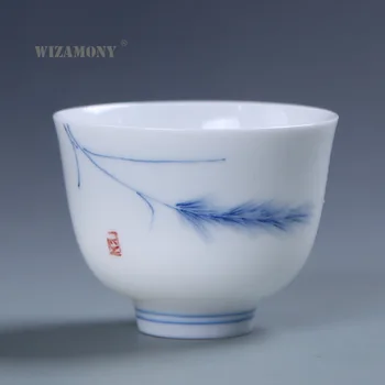 Dehua Keramikas Tējas Tasi rokā, krāsotas baltā porcelāna tējas komplekts tējas tase nostalgic radošo Kungfu Ķīniešu stilā Master Cup vienu tasi