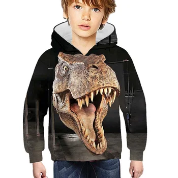 Dinozauru sporta Krekls Hoodies Pusaudžu Bērnu-Zēnu-Meiteņu Kids Bērnu Jurassic park Gadījuma Drukāt Dinozauru Topi Apģērbi Apģērbs