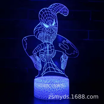 Disney Brīnums Zirnekļcilvēka series 3D galda lampas LED lampas, radošās dāvanu vizuālo stereo krāsains nakts lampas bērnu dzimšanas dienas dāvanu rotaļlietas