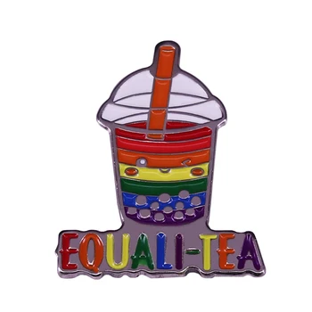 Equali-tējas Broša Geju Praida Emaljas Pin LGBTQ Žetons varavīksnes dzērieni, Rotaslietas