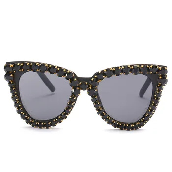 FENCHI Modes Cat Eye Saulesbrilles bez apmales Vintage Rhinestone Saules Brilles Dāma Toņos UV400 Sexy Konfektes Krāsu Brilles