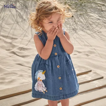 Frocks Meitenēm Ir 2021. Vasaras Baby Girl Apģērbu Unicorn Džinsa Krāsu Sundress Toddler Pinafore bez Piedurknēm Kleita Bērni 2-7 Gadus
