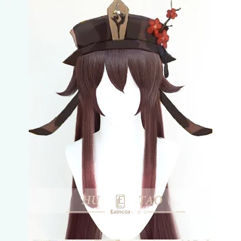 Genshin Ietekmes Hutao Cosplay 110cm Garas Ziemassvētku Brūns Rozā Parūka Anime Cosplay Parūkas Siltuma Izturīgas Sintētiskās Parūkas Halloween