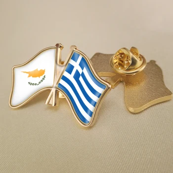 Grieķija un Kipra Šķērsoja Dubulto Draudzība Karogi Atloks Pins Broša Nozīmītes