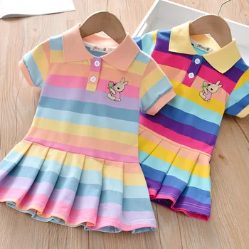 Ir 2021. Jauns Bērnu Kleita Pavasara Vasaras Savukārt Apkakle Bērnu Apģērbu Modes Baby Toddler Meitenes Apģērbu Vasaras Kleita Meitenei 0-6Y