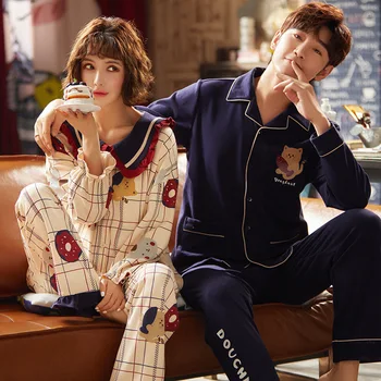 Ir 2021. Jaunu Kokvilnas Korejas Pidžamas Komplekti Sievietēm Tīra Temperaments Salds Karikatūra Jaciņa Sleepwear Long Piedurknēm Naktskrekls Bikses