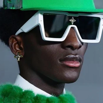 Ir 2021. Modes Vintage Lielgabarīta Rāmis Laukumā Luksusa Zīmolu Dizainera Saulesbrilles Vīriešiem Miljonārs Dimanta Zieds, Saules Brilles Sievietēm