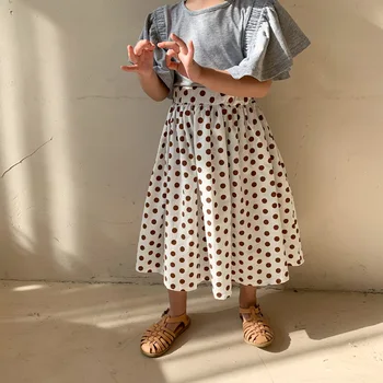 Ir 2021. Pavasarī Bērniem, Meitenēm Jaunu Cute Polka Dot Apģērbu Bērniem Korejas Retro Stila Augsto Vidukli - Line Svārki, Kokvilnas, #9436