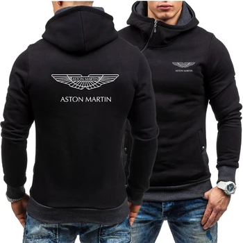 Ir 2021. Pavasarī Un Rudenī Jaunu Vīriešu pelēkā vārna Aston Martin Automašīnas Logo Drukas Gadījuma Slīpu Rāvējslēdzēju Džemperi, Vīriešu, Vīriešu Apģērbu pelēkā vārna