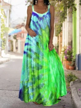 Ir 2021. Vasaras Sieviešu Garo Maxi Kleita Bohēmijas Beach Zeķu Strapless Mop Vestido Jaunā Dizaina Kaklasaiti Krāsošanas 3D Digitālā Drukā Drēbes
