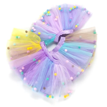 Ir 2021. Zīdaiņu Mulity Krāsains Tilla Tutu Svārki Pom Pom Bumbu, Acs Princese Mini Kleita Bērnu Apģērbu Pettiskirt Meitene Apģērbs