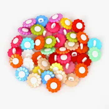 Izlases Sajauc Candy Krāsas 50gab 15x8mm Kāta Ziedu Pogas Bērnu Plastmasas Pogu DIY Bērnu Apģērbu Šūšana Amatniecības Scrapbooking