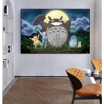 Japāņu Anime Totoro Hayao Miyazaki Multiplikācijas Filmas Plakāts un Izdrukas Audekls Gleznošanai Mākslas Apdare uz Sienas Dāvana Jums