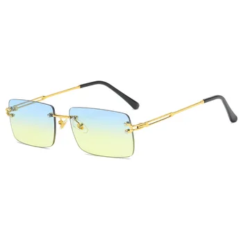 JASPEER Klasiskās bez apmales Saulesbrilles Vīriešiem Vintage Taisnstūra Saules Brilles Sievietēm UV400 Slīpums Ieplests Toņos, Brūni Pelēkā krāsā, Briļļu