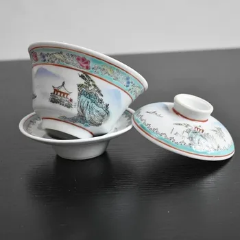 Jaunu 160ml Jingdezhen Pastelis Keramikas Tējas Tureen Retro Roku Apgleznotas Tējas Bļodā Ķīnas Sancai Gaiwan Sadzīves Tējas Komplekts Drinkware
