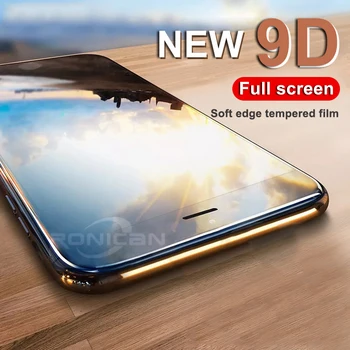 Jaunu 9D Pilnībā Segtu Mīkstas Malas, Rūdīts Stikls iPhone 6s 6 7 8 Plus Ekrāna Aizsargs Filmu iPhone X XR XS 11 12 ProMax Stikla