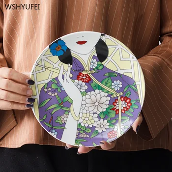 Jaunu, radošu raksturu cheongsam sieviete totem keramikas plāksnes brokastis deserts augļu uzkodas mājas virtuvē apdares trauki
