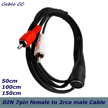 Karstā pārdošanas MIDI kabeli 7 pin DIN sieviešu pāri 2 dubultā RCA male plug audio vads 1.5 m DIN 7 2RCA sieviešu kabeļu labākās kvalitātes 1.5 m