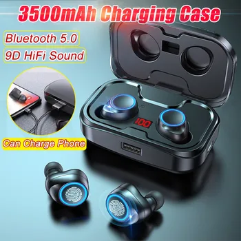 KNUPATH Bluetooth 5.0 Austiņas 3500mAh Bezvadu Austiņu 9D Stereo Sporta Ūdensizturīgs Earbuds, Austiņas Ar Mikrofonu