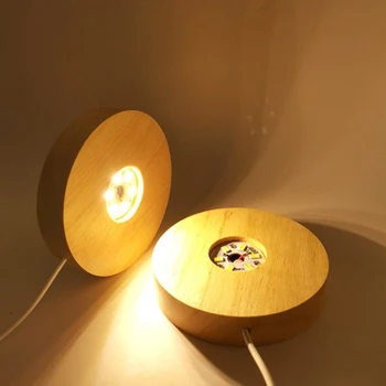 Koka LED Gaismas Bāzes Displejs Stāvēt Lampas Amatniecības Kristāli Nodrošina Rotājumu