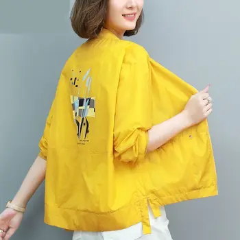 Korejas Modes Sieviešu Apģērbu 2021 Drukāt Jakas Ar Rāvējslēdzēju Pavasara Jaka Visas Spēles Vasaras Sauļošanās Mētelis Plānas Veste Femme