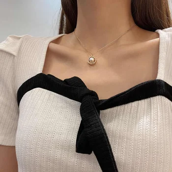 Korejas Temperaments Pērle Art Jewelry Design Sajūtu Super Pasaku Savvaļas Pilna Cirkonija Kaklarota Sieviešu Modes Apli Clavicle Ķēdes