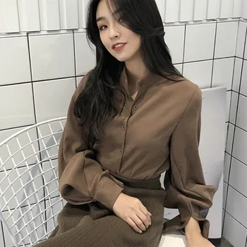 Krekli, Sieviešu Topi Karstā Pārdošanas Laternu Piedurknēm Sieviešu England Krekls Korejas Gadījuma Zaudēt Modes Biroja Dāma, Blūzes