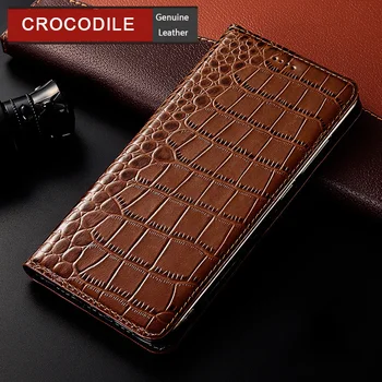 Krokodils Īstas Ādas Gadījumā Motorola Moto G6 G7 G8 Spēlēt Power Plus Luksusa Ādas Pārsegu