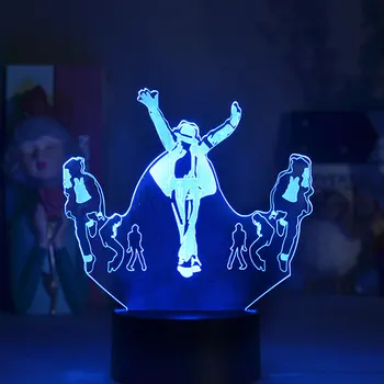 Krāsa Mainās 3D Led Nakts Gaisma Michael Jackson Dzīvot Dejas Skatuves Apgaismojums Atmosfēru Lampu Mājas Guļamistaba Dekorēšana Faniem Dāvanu