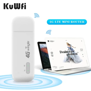 KuWFi 4G WiFi Dongle Atslēgt 4G LTE, 3G Router Wifi Automašīnas Bezvadu Platjoslas Modemu Mobilo Mini Hotspot ar SIM Kartes Slots